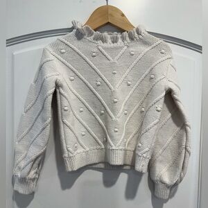 Crewcuts Kids white Textured Knit Sweater with Ruffle Neck Size XS (4-5)